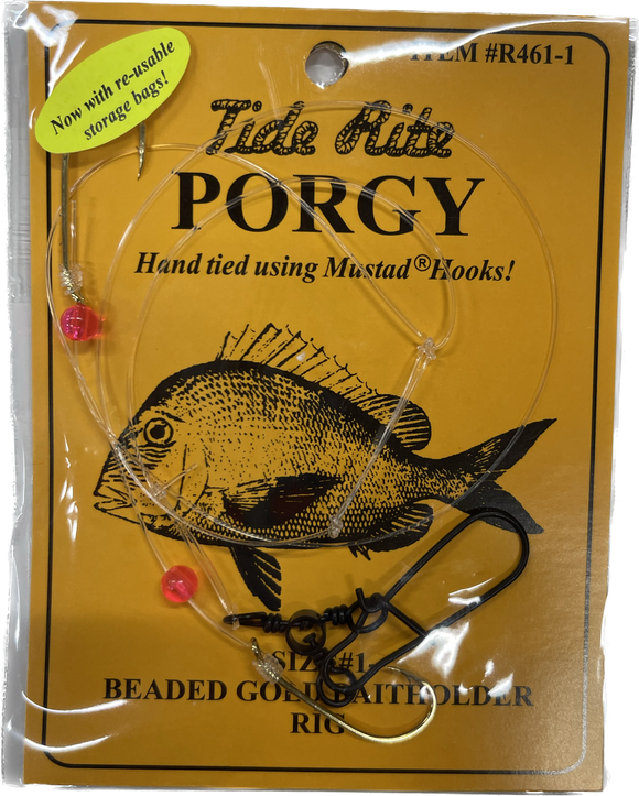 Tide Rite Porgy Size #1 Beaded Gold Baitholder Rigs