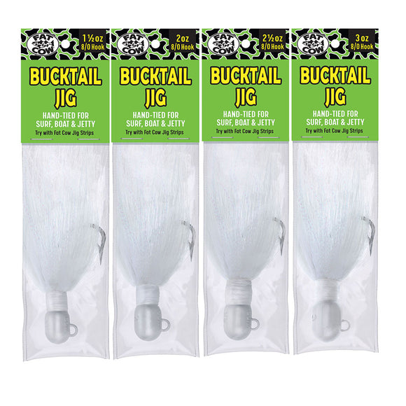 Fat Cow Bucktail Jig  8/0 Hook Pearl White